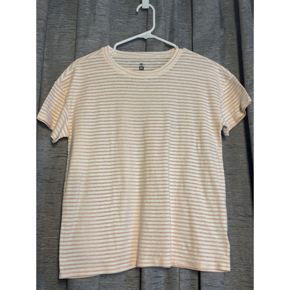 Striped‎ ME to WE T-Shirt Small Beige Cream Short Sleeve Top